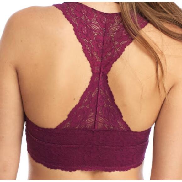 Intimately Free People Galloon Lace Racerback Bralette Womens Small Grape Purple - Picture 10 of 10